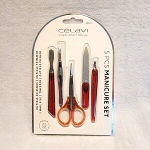 Celavi 5 pcs Manicure Set w/ orange colored handles